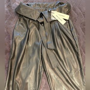 Juicy Couture Black Faux Leather High-Waist Pants